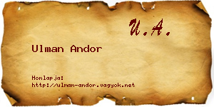 Ulman Andor névjegykártya